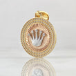 Dije Medalla Corona RX 7gr / 3.7cm / Circones Blancos Tres Oros 18K