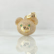 Dije Rostro Oso 5.65gr / 2.5cm / Circones Verdes Blancos Oro Amarillo 18K