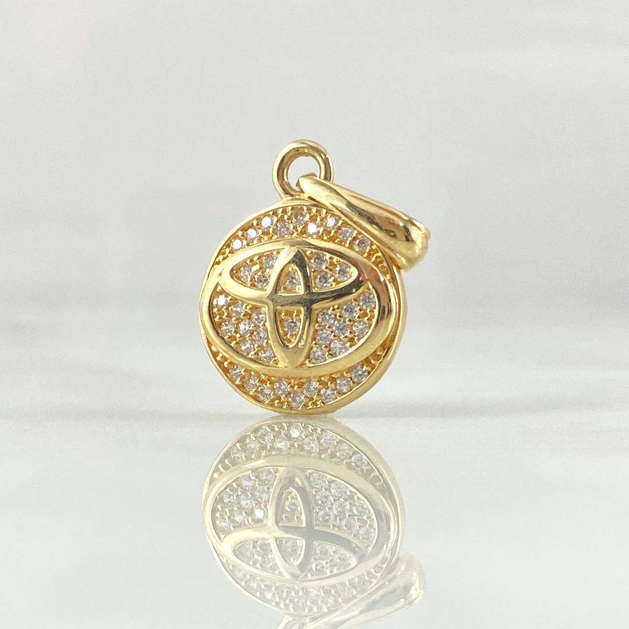 Dije Circulo Marca Automovil 2.25gr / 2.2cm / Circones Blancos Oro Amarillo 18K
