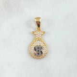 Dije Bolsa Dinero 2.2gr / 2.8cm / Circones Blancos Negros Oro Amarillo 18K