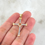 Dije Cruz 2.45gr / 2.45cm / Movil Circones Blancos Dos Oros Amarillo Rosa 18K