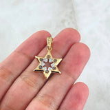 Dije Estrella 2.5gr / 2.8cm / Tornillos Cricones Blancos Oro Amarillo 18K