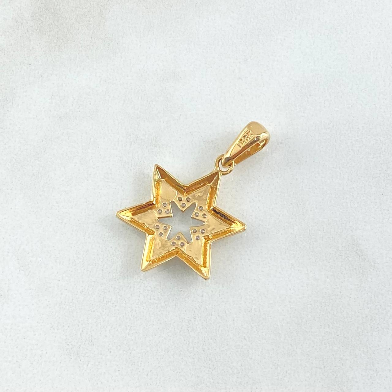 Dije Estrella 2.5gr / 2.8cm / Tornillos Cricones Blancos Oro Amarillo 18K