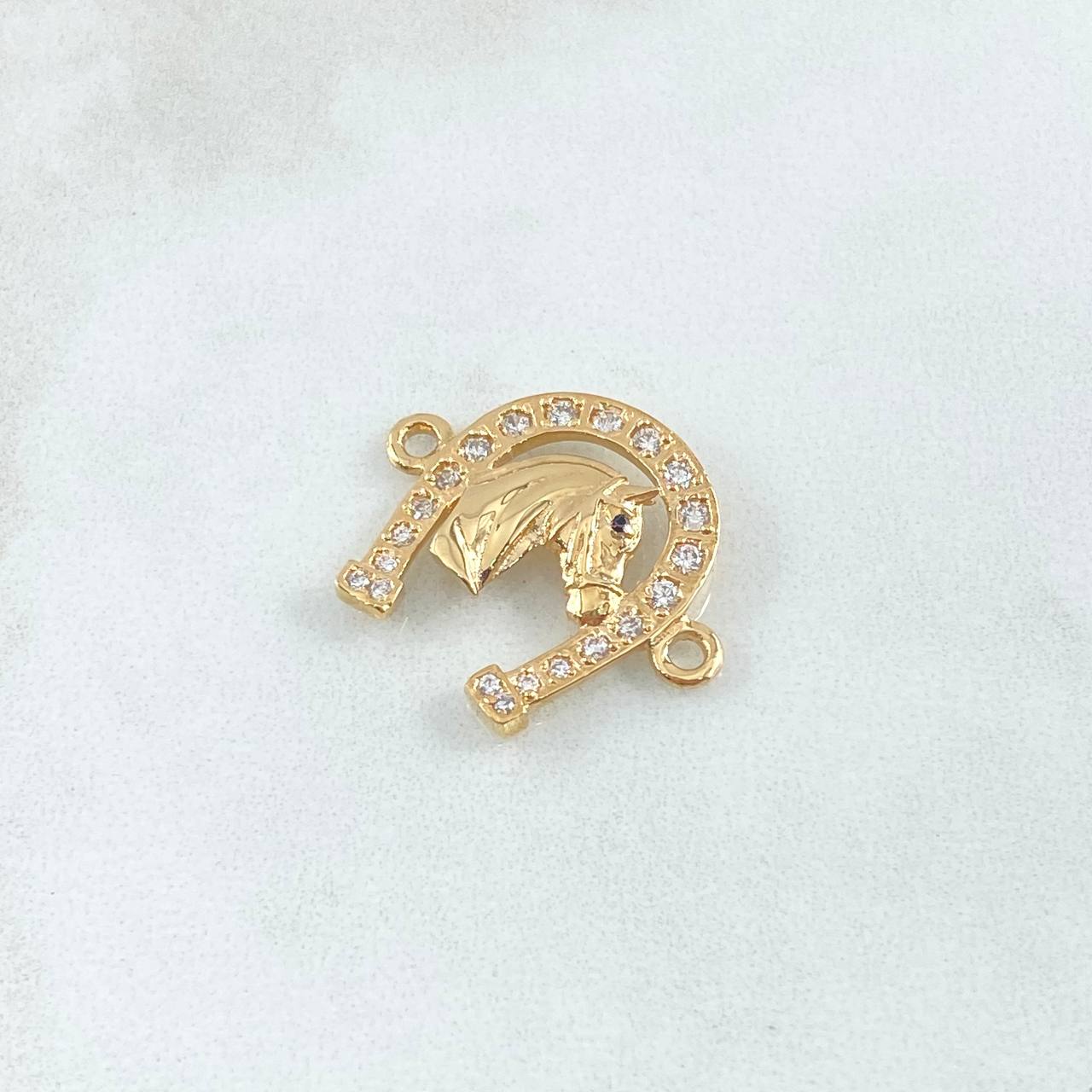 Herraje Herradura Caballo 2.65gr / 2.5cm / Circones Blancos Negro Oro Amarillo 18K