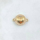 Herraje Corazon 1.6gr / 2.1cm / Circones Blancos Oro Amarillo 18K