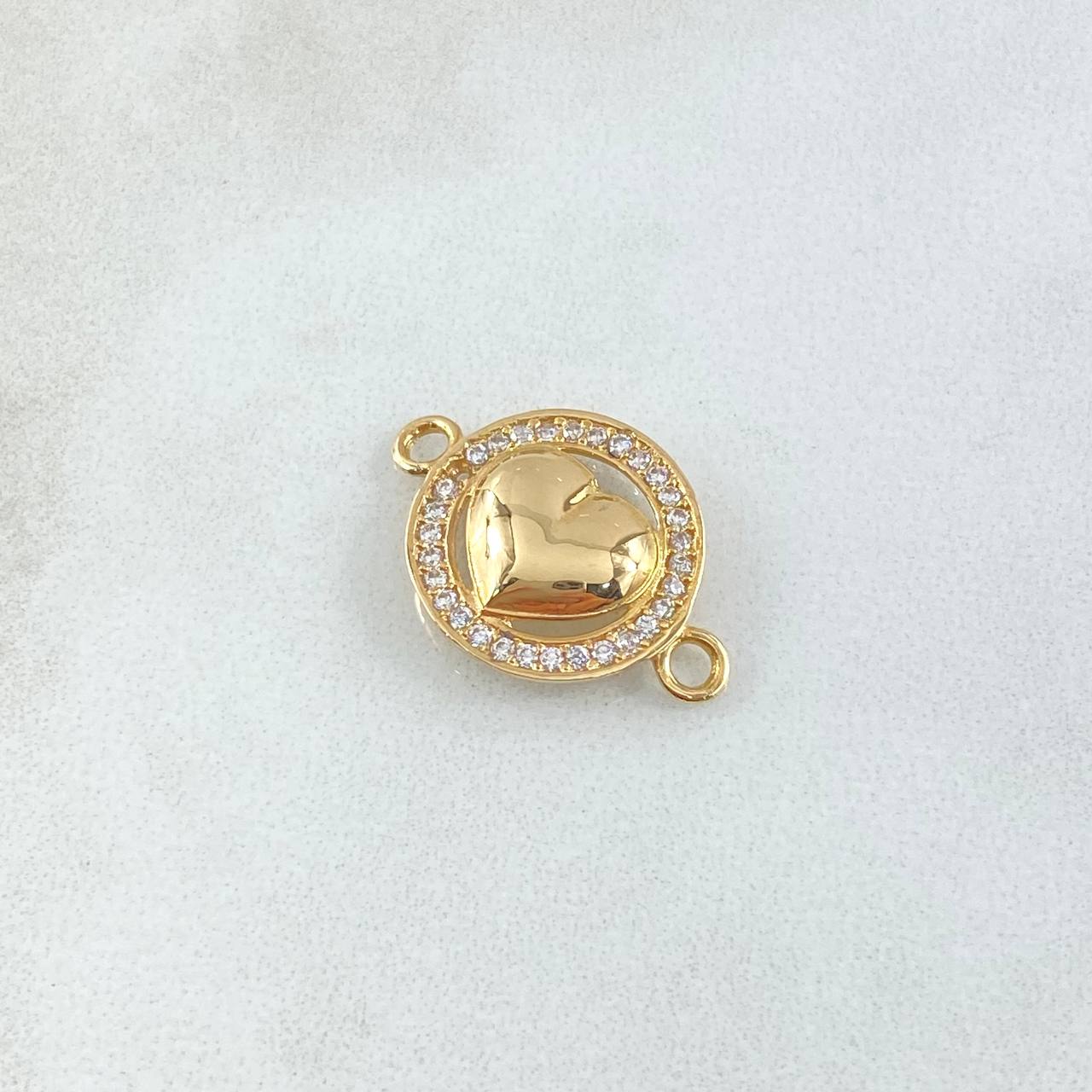 Herraje Corazon 1.6gr / 2.1cm / Circones Blancos Oro Amarillo 18K