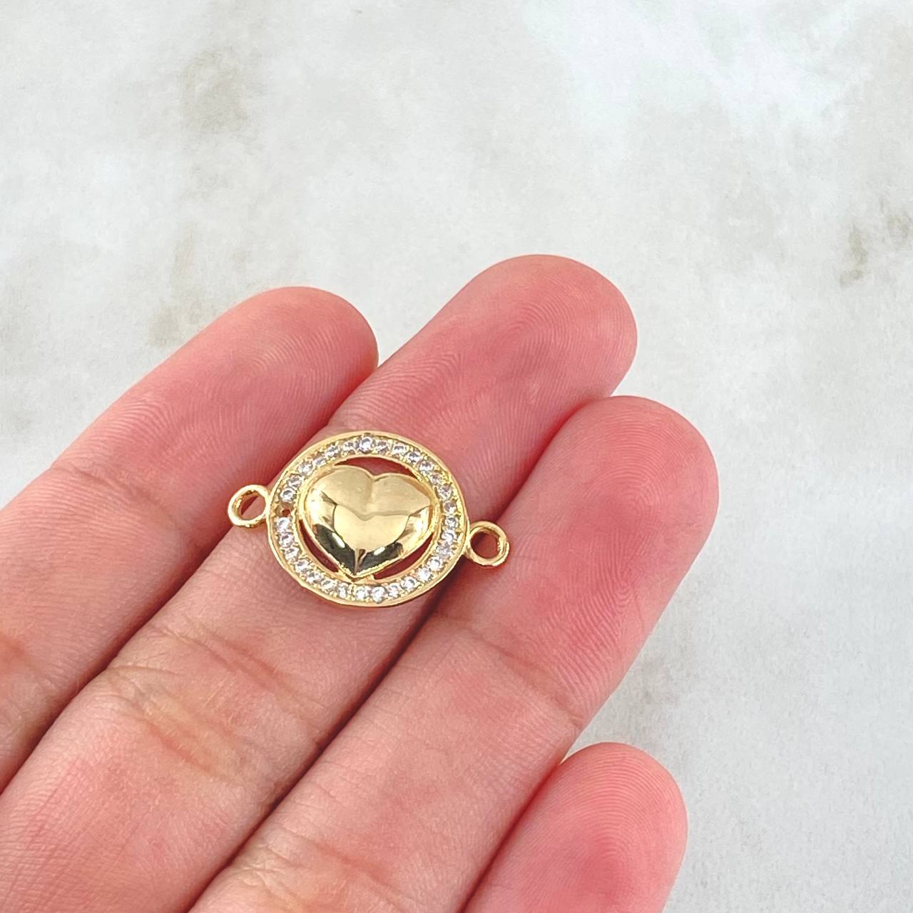 Herraje Corazon 1.6gr / 2.1cm / Circones Blancos Oro Amarillo 18K