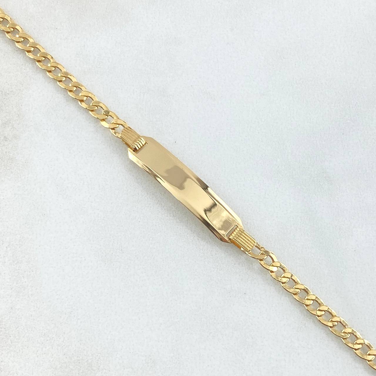 Pulso Cubano Placa Rectangular 3.8gr / 19cm / 3mm Oro Amarillo +0 18K *