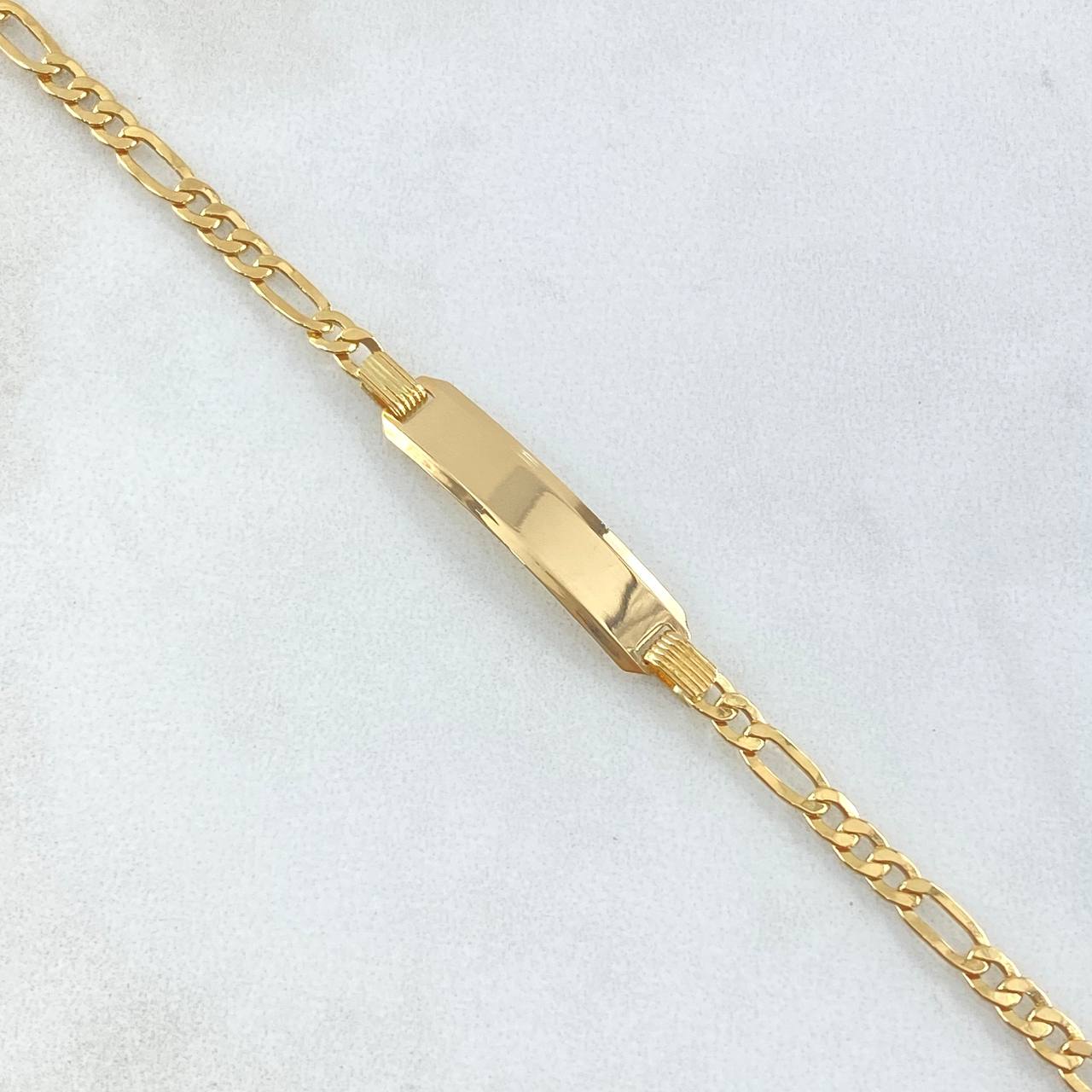 Pulso Figaro Placa Rectangular 3.65gr / 19cm / 3.3mm Oro Amarillo +0 18K