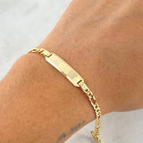 Pulso Figaro Placa Rectangular 3.75gr / 19cm / 3.3mm Oro Amarillo +0 18K