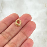 Herraje Barril Tres Lineas 1.15gr / 6mm Circones Blancos Oro Amarillo 18K