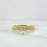 Anillo Solitario Abultado 2.35gr / T7 1/4 / Circones Blancos Oro Amarillo 18K