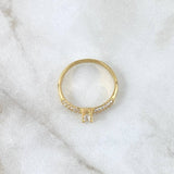 Anillo Solitario Abultado 2.35gr / T7 1/4 / Circones Blancos Oro Amarillo 18K