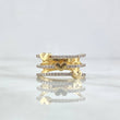 Anillo Tres Lineas Corazones 4.45gr / T7 3/4 / Circones Blancos Oro Amarillo 18K