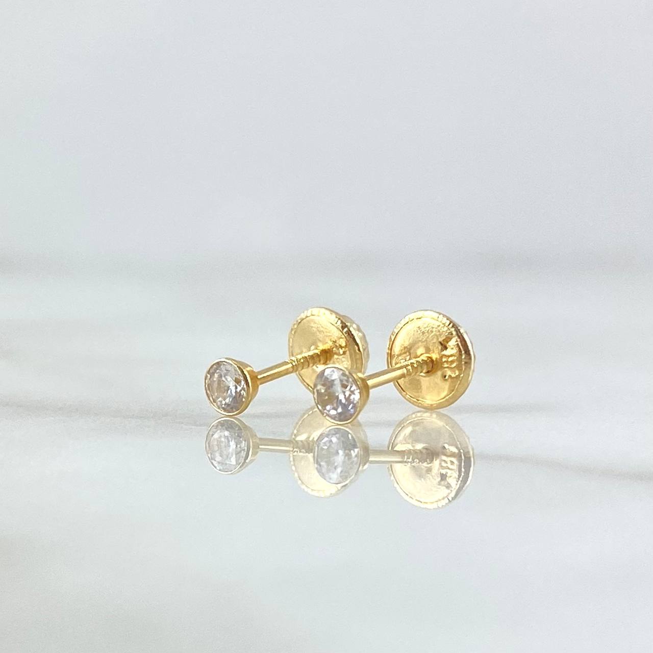 Topos Bisel 0.45gr / 3mm Circones Blancos Oro Amarillo 18K *