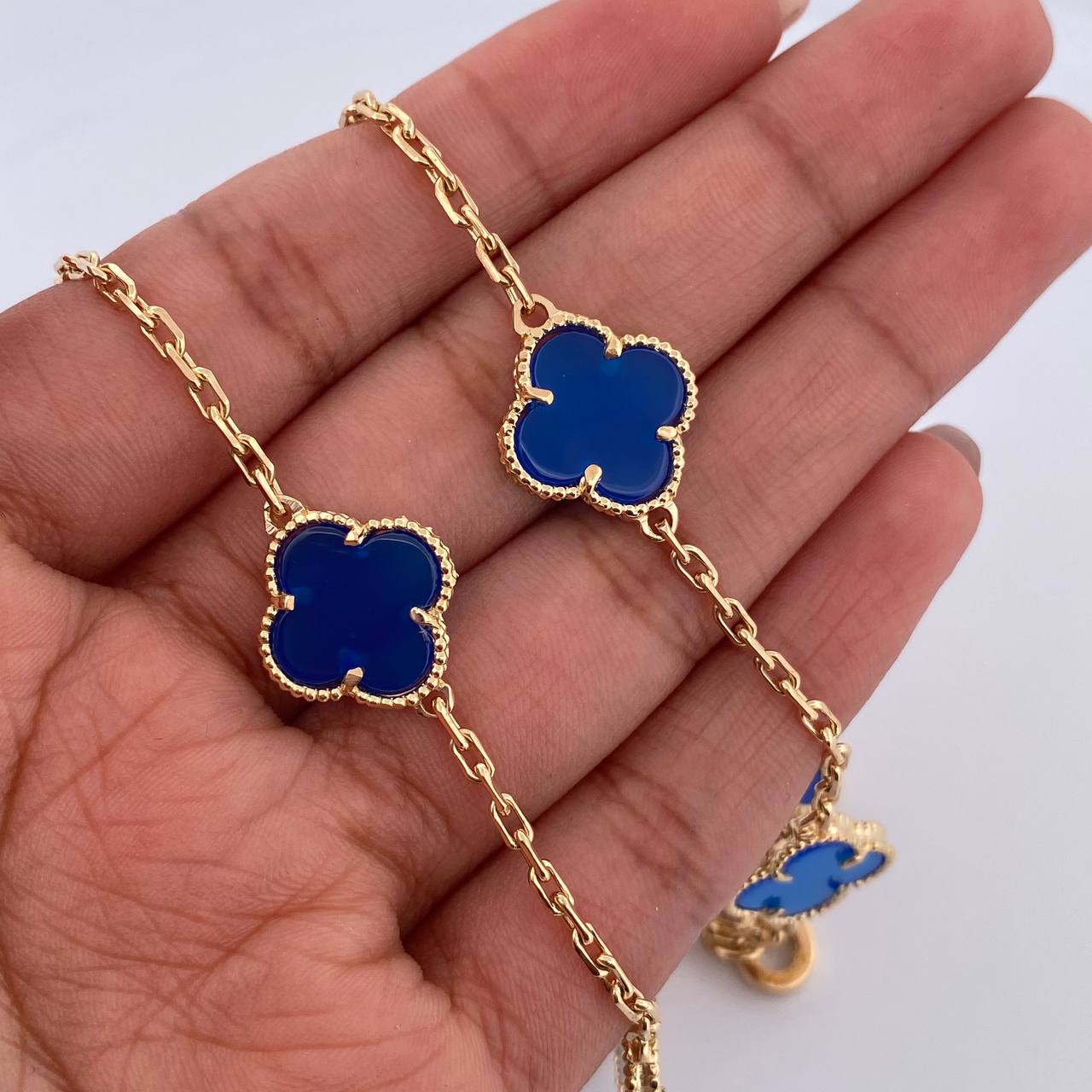 Cadena Aro Seguido Trebol 31.7gr / 68.3cm / 1.9mm Lapislazuli Oro Amarillo Nac.Esp. 18K &