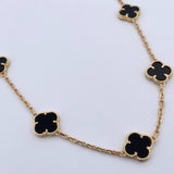 Cadena Aro Seguido Trebol 32.35gr / 68.6cm / 2mm Onix Negra Oro Amarillo Nac.Esp. 18K &