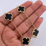 Cadena Aro Seguido Trebol 32.35gr / 68.6cm / 2mm Onix Negra Oro Amarillo Nac.Esp. 18K &