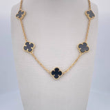 Cadena Aro Seguido Trebol 32.35gr / 68.6cm / 2mm Onix Negra Oro Amarillo Nac.Esp. 18K &