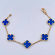 Pulso Aro Seguido Trebol 11.15gr / 19.2cm / 2mm Lapislazuli Oro Amarillo Nac.Esp. 18K &