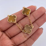 Pulso Aro Seguido Trebol 11gr / 19.2cm / 2mm Ojo De Tigre Oro Amarillo Nac.Esp. 18K &