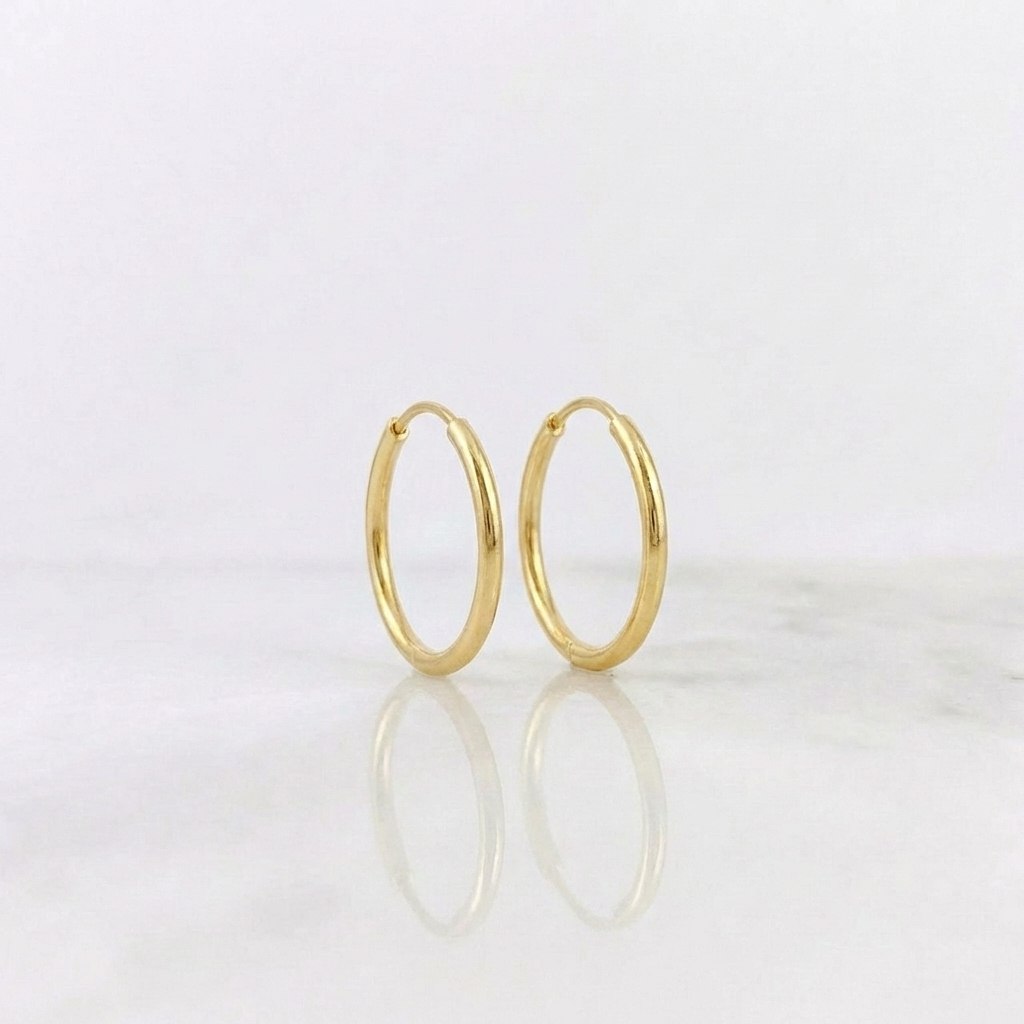 Candongas Aro Liso 0.55 g / 1.3 cm Oro Amarillo 18K