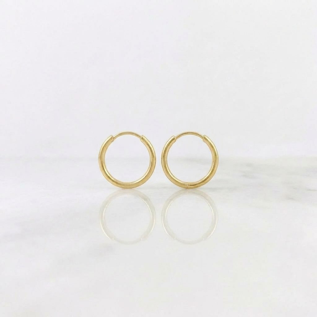 Candongas Aro Liso 0.45 g / 1.2 cm Oro Amarillo 18K