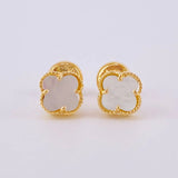 Topos Trébol Nacar Blanco 1.35 g / 6.3 mm Oro Amarillo 18K