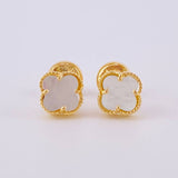 Topos Trebol Blanco 1.3 g / 6.1 mm Oro Amarillo 18K