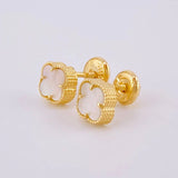 Topos Trébol Nacar Blanco 1.35 g / 6.3 mm Oro Amarillo 18K