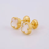 Topos Trebol Blanco 1.3 g / 6.1 mm Oro Amarillo 18K