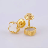 Topos Trébol Nacar Blanco 1.35 g / 6.3 mm Oro Amarillo 18K
