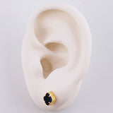 Topos Trebol Onix Negro 1.35 g / 6.3 mm Oro Amarillo 18K