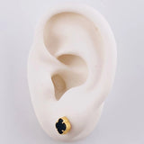 Topos Trébol Ónix Negro 1.3 g / 6.3 mm Oro Amarillo 18K