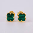 Topos Trebol Malaquita Verde 1.25 g / 5.8 mm Oro Amarillo 18K