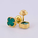 Topos Trebol Verde 1.3 g / 6.3 mm Oro Amarillo 18K