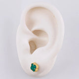 Topos Trébol Malaquita Verde 1.3 g / 6.3 mm Oro Amarillo 18K