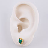 Topos Trebol Verde 1.3 g / 6.3 mm Oro Amarillo 18K