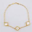 Pulso Trebol Nacar Blanco Diamantado 4.15gr / 17.5cm-19.5cm / 10mm Oro Amarillo Nac.Esp. 18K