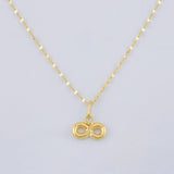Set Cadena Flor Espejo + Dije Infinito / 1.1gr / 45.1 cm Oro Amarillo 18K