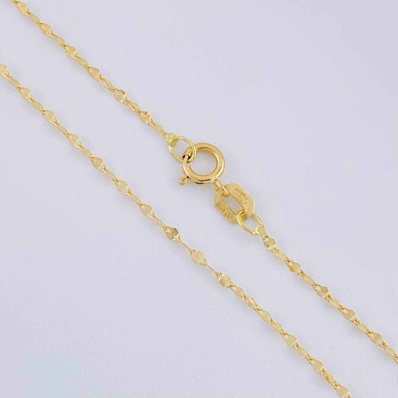 Set Cadena Flor Espejo + Dije Corazón / 1.25gr / 50.3 cm Oro Amarillo 18K