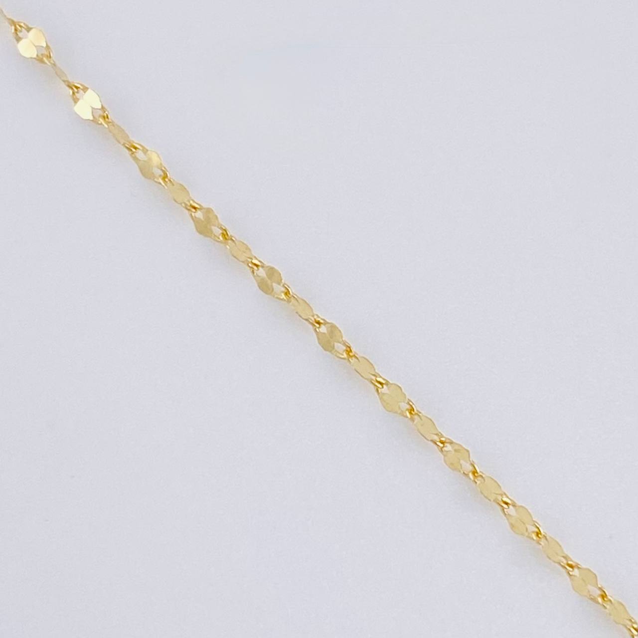 Set Cadena Flor Espejo + Dije Corazón / 1.3gr / 50.5 cm Oro Amarillo 18K