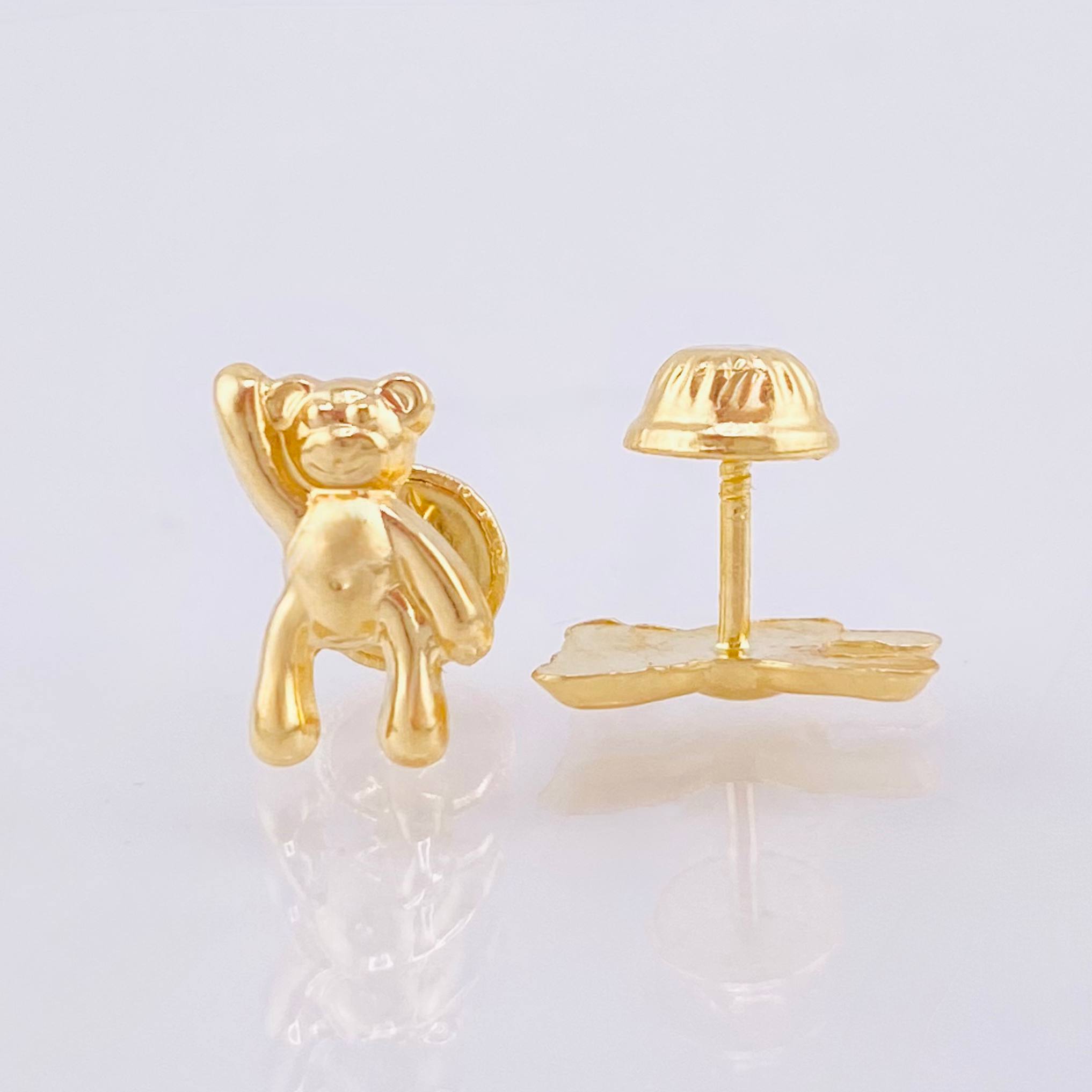 Topos Oso Mano Arriba 0.9gr / 1.03cm Oro Amarillo 18K *