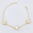 Pulso Trebol Nacar Blanco 4.5gr / 17cm-18.5cm / 10mm Oro Amarillo Nac.Esp. 18K ©