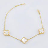 Pulso Trebol Nacar Blanco 4.5gr / 17cm-18.5cm / 10mm Oro Amarillo Nac.Esp. 18K ©
