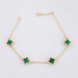 Pulso Trebol Malaquita Verde 4gr / 17cm-18.5cm / 8mm Oro Amarillo Nac.Esp. 18K ©