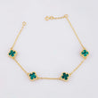 Pulso Modulable Trebol Malaquita Verde 3.65 g / 18.3 cm - 17 cm / 0.5 mm Oro Amarillo 18K