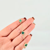 Pulso Trebol Malaquita Verde 3.05gr / 15cm-17cm / 8mm Oro Amarillo Nac.Esp. 18K ©