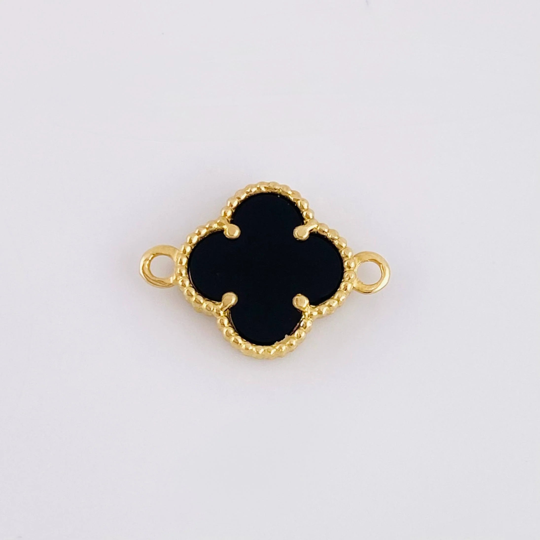 Herraje Trebol Onix Negro 0.75 g / 1.5 cm Oro Amarillo 18K