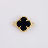 Herraje Trebol Onix Negro 0.75 g / 1.5 cm Oro Amarillo 18K